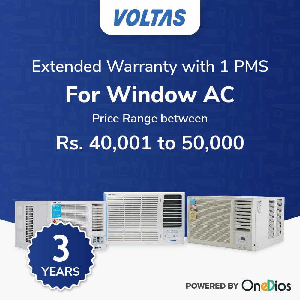 Voltas Extended Warranty (WITH 1 PMS per YEAR) for Three Years for Window AC for price range between 40001 to 50000