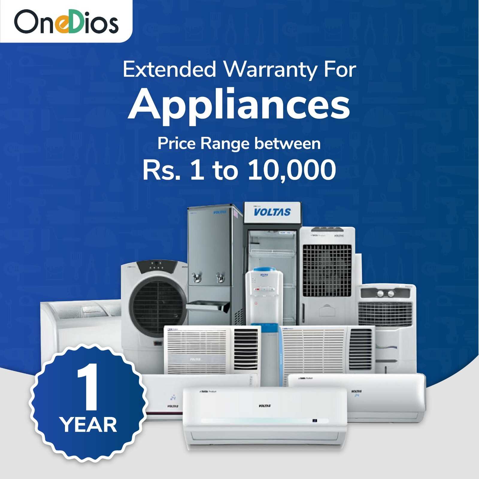 Voltas One Year Extended Warranty for Appliance Price Range Between Rs.1 to 10000