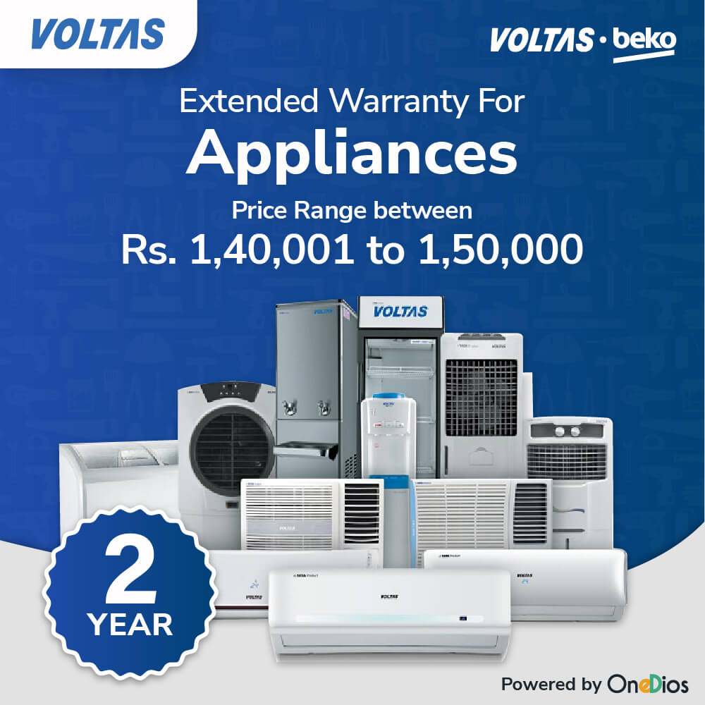 Voltas and Voltas Beko Two Years Extended Warranty for Appliance Price Range Between Rs.140001 to 150000