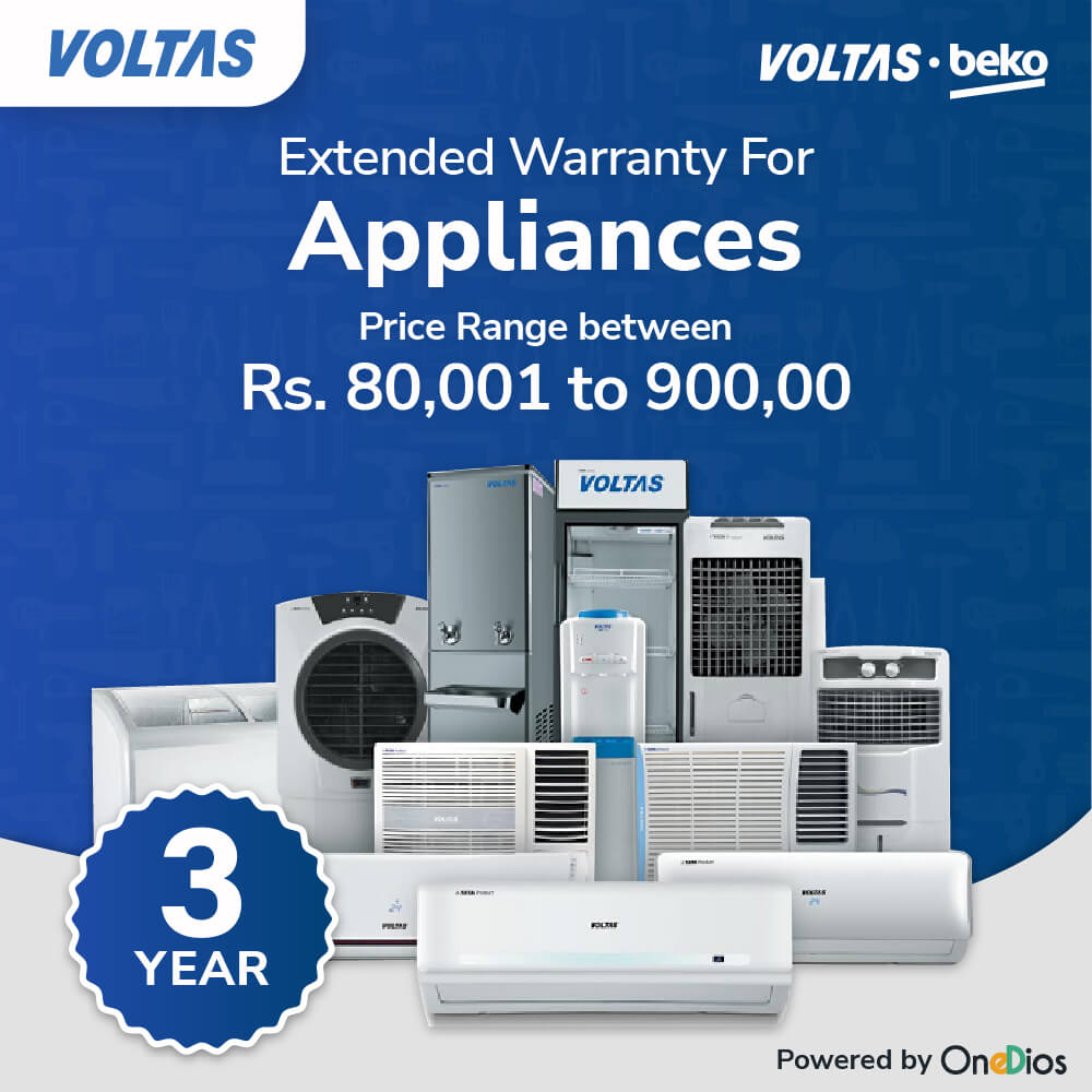 Voltas and Voltas Beko Three Years Extended Warranty for Appliance Price Range Between Rs.80001 to 90000