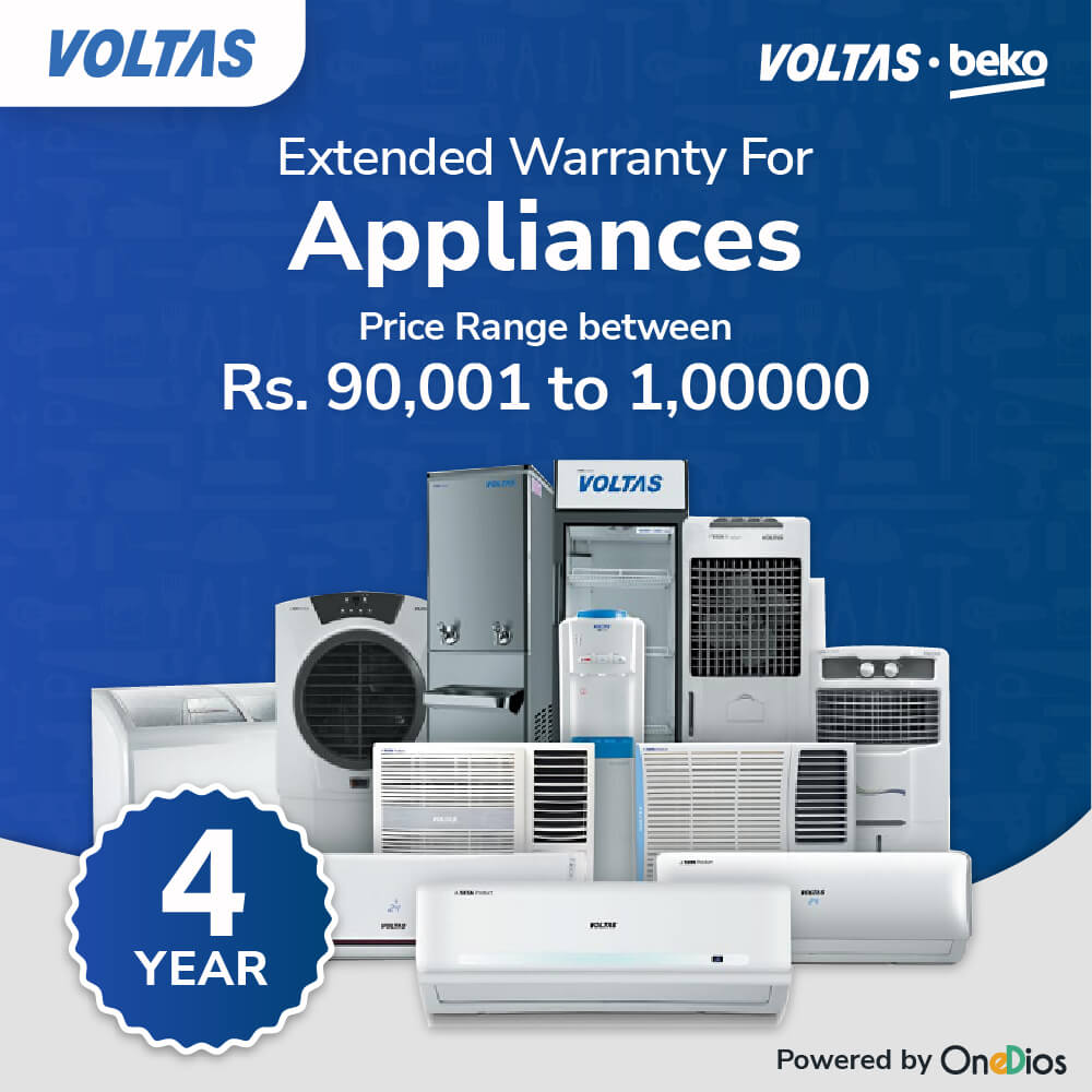 Voltas and Voltas Beko Four Years Extended Warranty for Appliance Price Range Between Rs.90001 to 100000